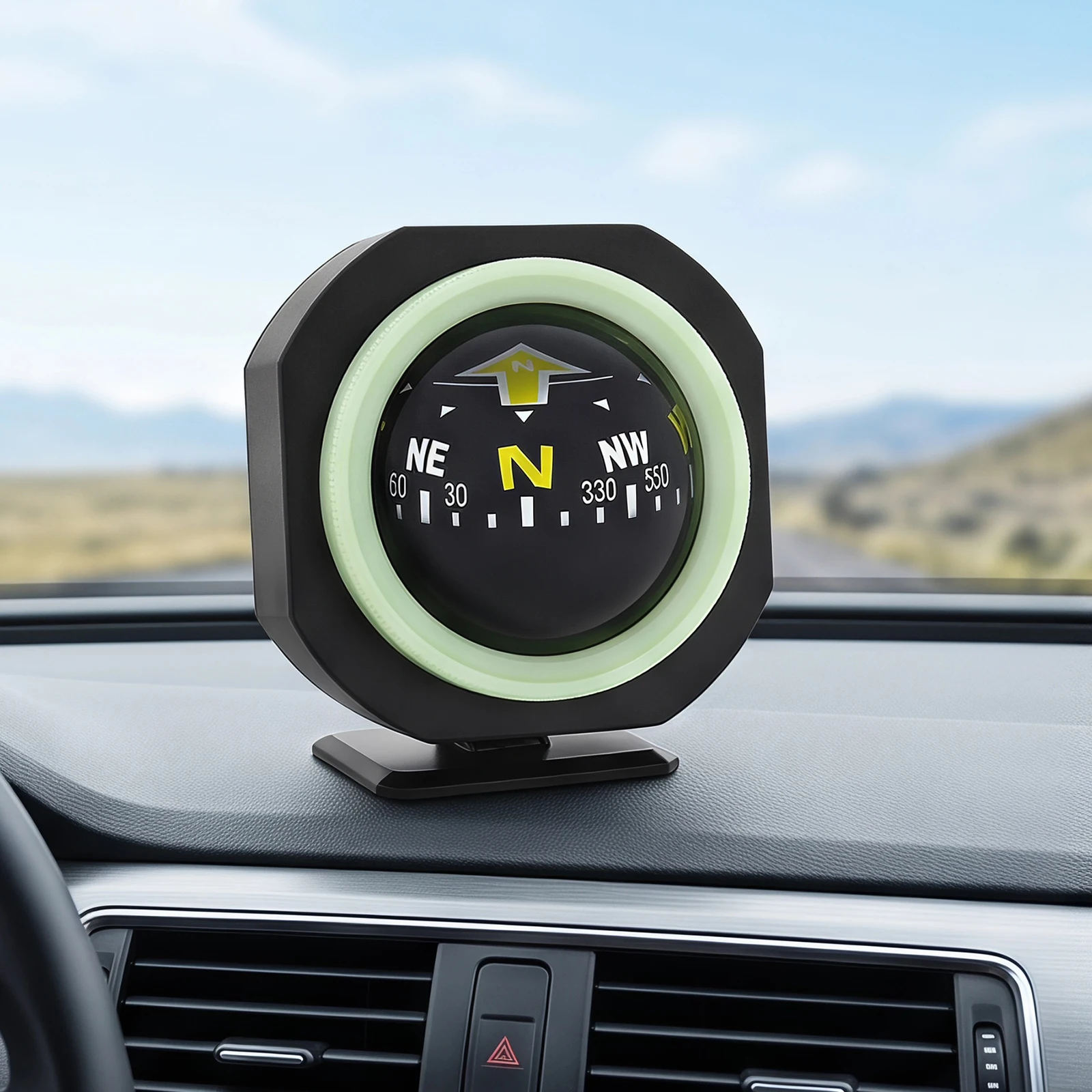 Car Dashboard Compass Foldable Car Mount Navigation Compasses Waterproof Outdoor High-Precision Compass for Boat Cars Truck SUV