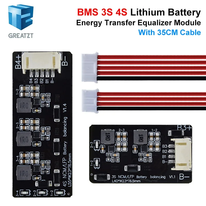 TZT BMS 3S 4S Active, балансировочная плата 1,2 А Lifepo4 Lipo, литий-ионная, литиевая батарея, передача энергии, эквалайзер, модуль, Индуктивная