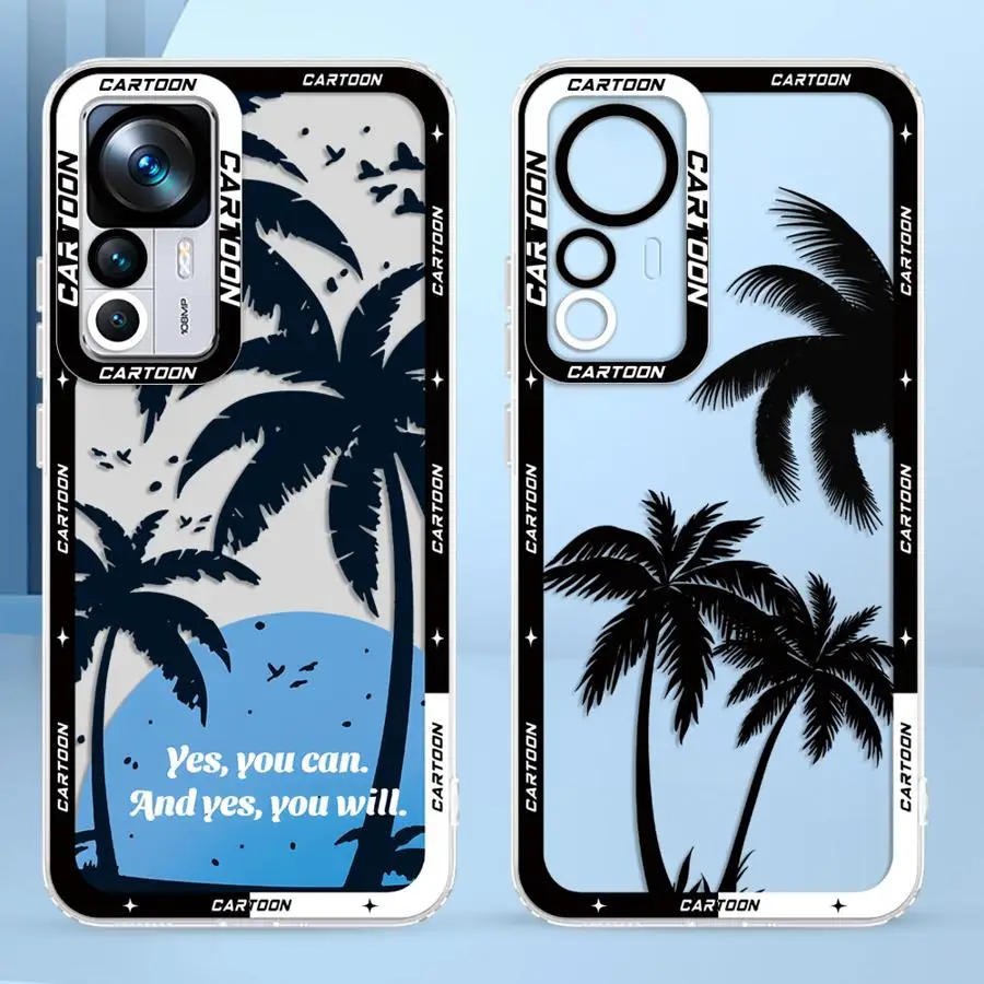 샤오미 레드미 노트 11S 8 10S 10Pro 10Lite 12S 11 14 13 12 Pro Plus 9 투명 케이스 심플 코코넛 나무 디자인