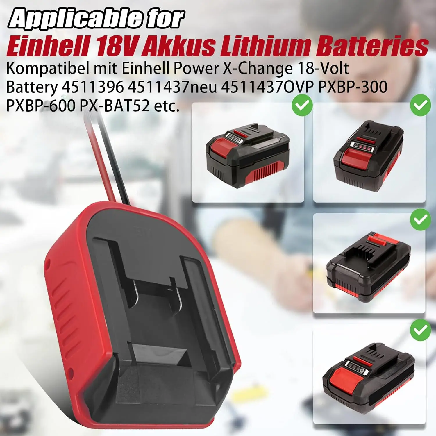 Power Wheels Adapter for Einhell 18V with 40A Fuse Wire Compatible with Peg-Perego 12 Volt Battery Ride On Children's Riding Toy