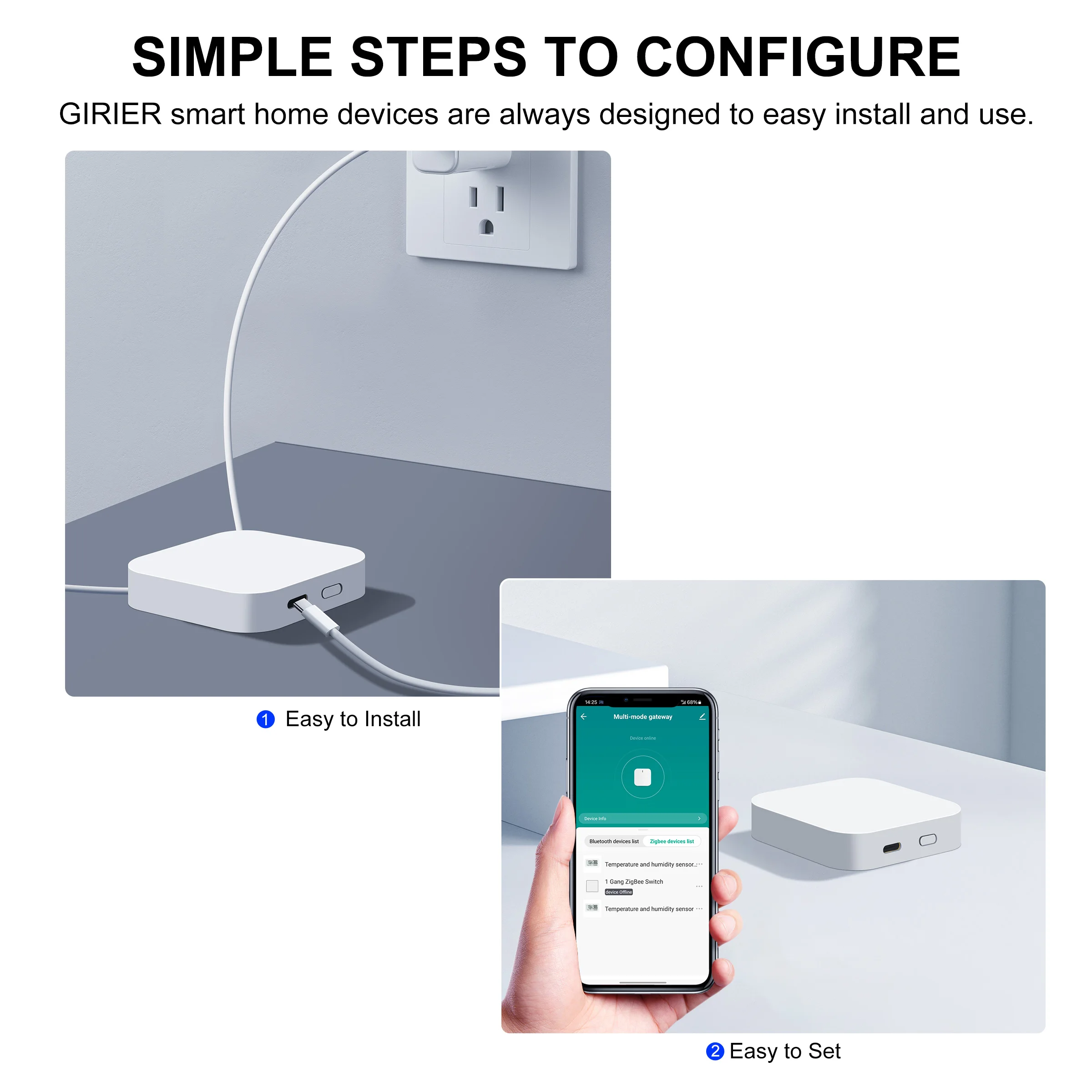 GIRIER Tuya Smart ZigBee Gateway Hub Multi-mode ZigBee and Bluetooth Gateway Bridge for Home Automation System Works with Alexa