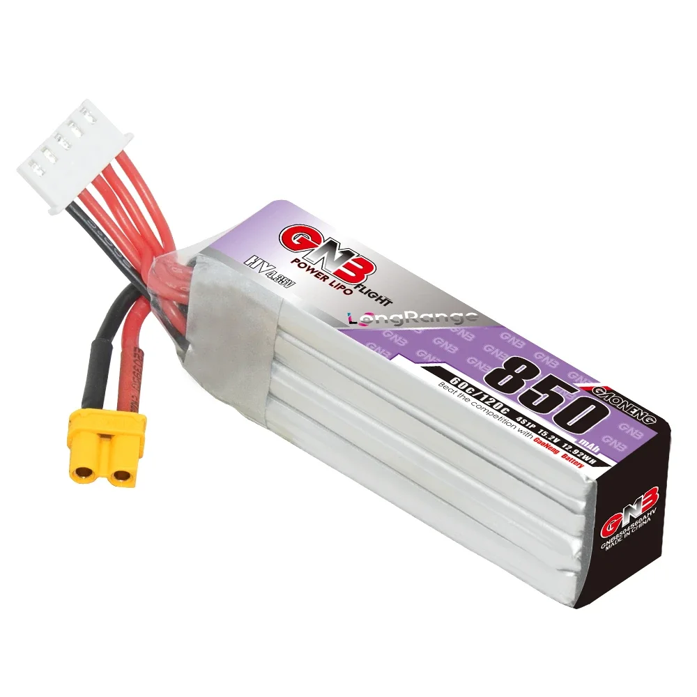 Gaoneng GNB 850mAh 7.6V/2s 11.4V/3s 15.2V/4s 60C HV Lipo Battery With XT30 Plug For Happymodel FPV Racing Cine Whoop BetaFPV