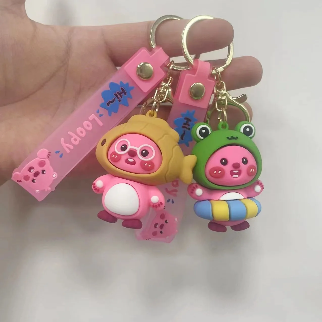 New Kawaii Loppys Keychain Cartoon Anime Beaver Doll Crossdressing Backpack Pendant Cute Accessories Girl Gifts Children's Toys