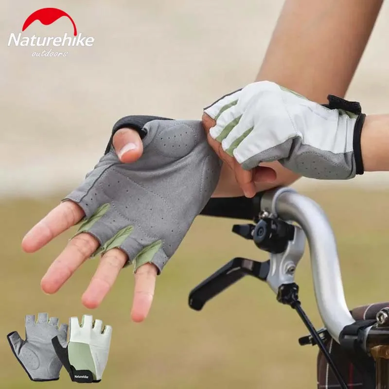 Naturehike Half Finger Cycling Glove Summer Motorcycle Fingerless Gloves Anti-slip for Riding Fitness Sports 3D Shock Absorbing