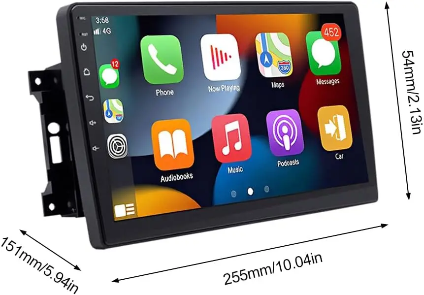 10-Inch Touchscreen Double DIN Car Stereo Receiver Compatible with Jeep Wrangler JK 2007-2017, Apple CarPlay, Android Auto, Bluetooth, Steering Wheel Control, FM Radio, GPS Navigation, Backup Camera, 4GB RAM+64GB ROM view 6