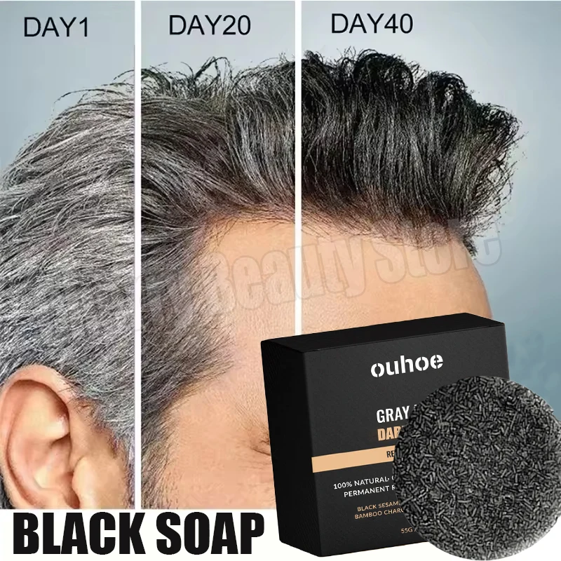 

NEW Hair Darkening Soap Shampoo Fast White To Black Repair Nourish Beard Hair Roots Shampoo Men Women Beauty Health Care