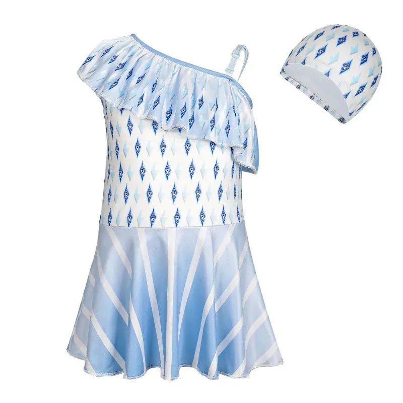 Frozen Princess Cosplay Swimsuit Girls Elsa Jumpsuit Spandex Cos Bodysuit for Carnival Halloween Party Outfits