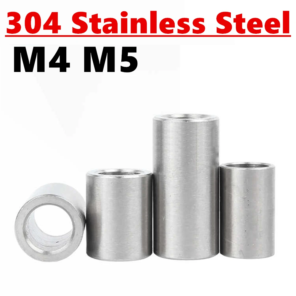 Unthreaded Bushing Washer M4 M5 304 Stainless Steel Round Hollow Standoff Spacer Gasket Sleeve Length 3 4 4.5 5-20mm