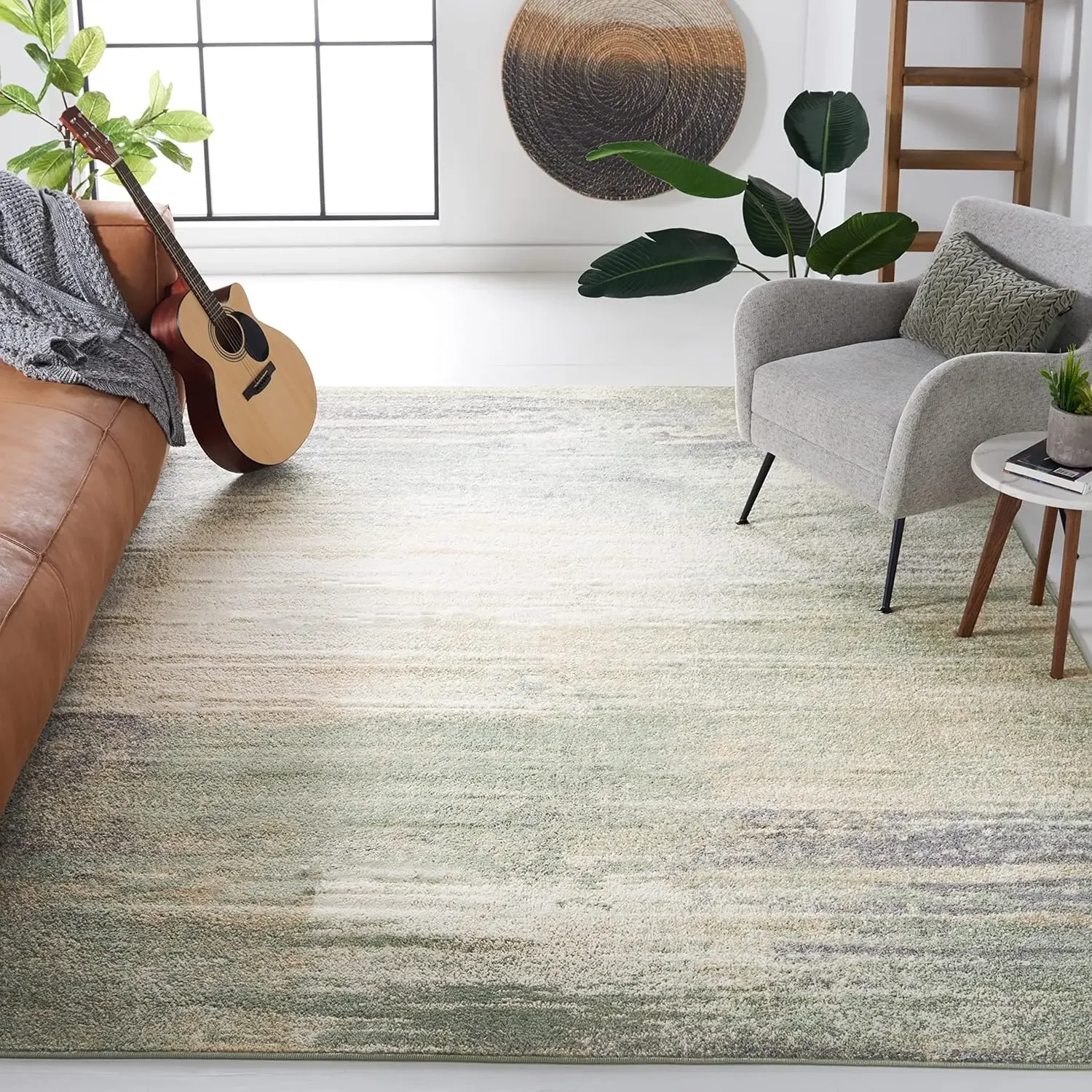 Adirondack Collection Area Rug - 9' x 12', Ivory & Sage, Modern Abstract Design, Non-Shedding & Easy Care, Ideal for High