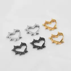 Men Goth Heart Earrings Fashion Y2K Stud Earrings Gold Sliver Ear Buckle  Trendy Gothic Stainless Steel Punk Rock Earrings