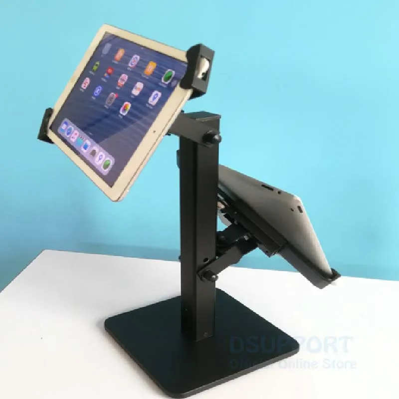 New 10.1-13 Inch Dual Screen Tablet Stand Holder Anti-Theft Desk Mount for Android iPad Metal Material Variety-Size Tablets