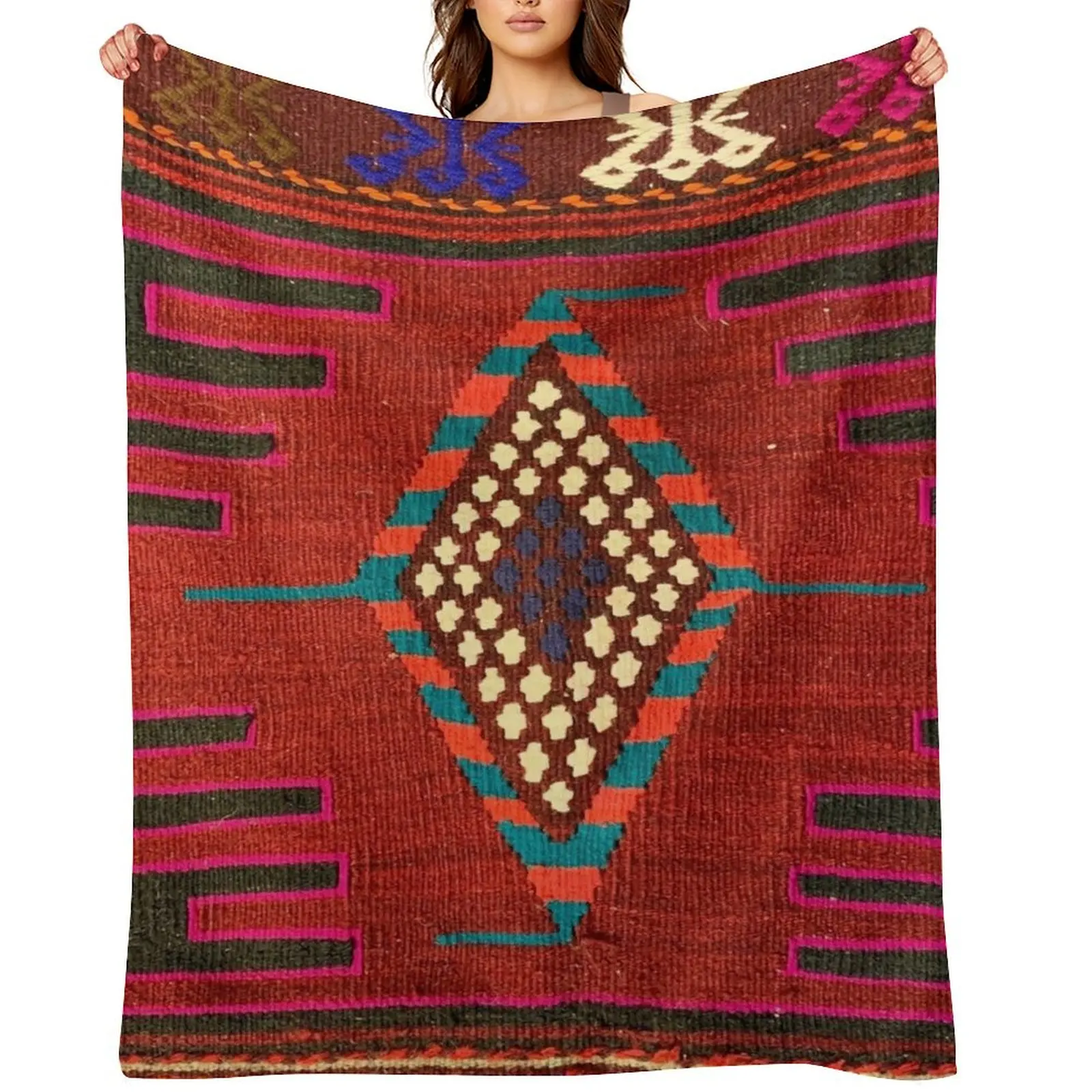 

Decorative Kilim, Navaho Weave, Woven Textile Throw Blanket Blankets For Sofas Custom for babies Softest Blankets