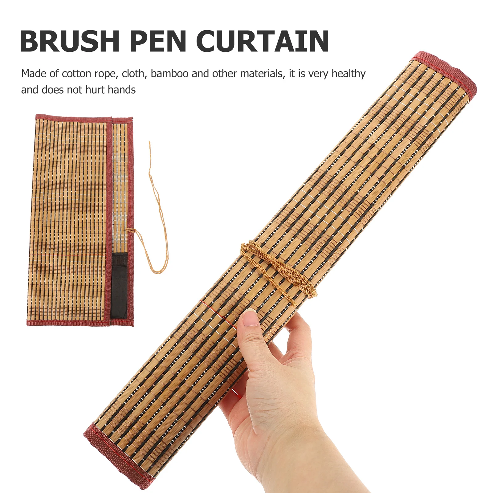 

Portable Bamboo Pencil Wrap Roll Case Strong Craftsmanship Art Stationery Holder for School Office Japanese Calligraphy Tools