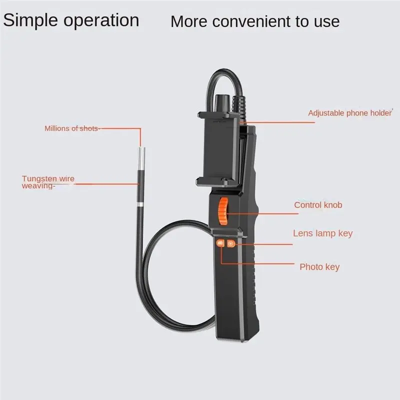 Car Endoscope Inspection Tool 6Mm 360° Articulating Borescope Camera With Integrated Light For Android/IOS Phones