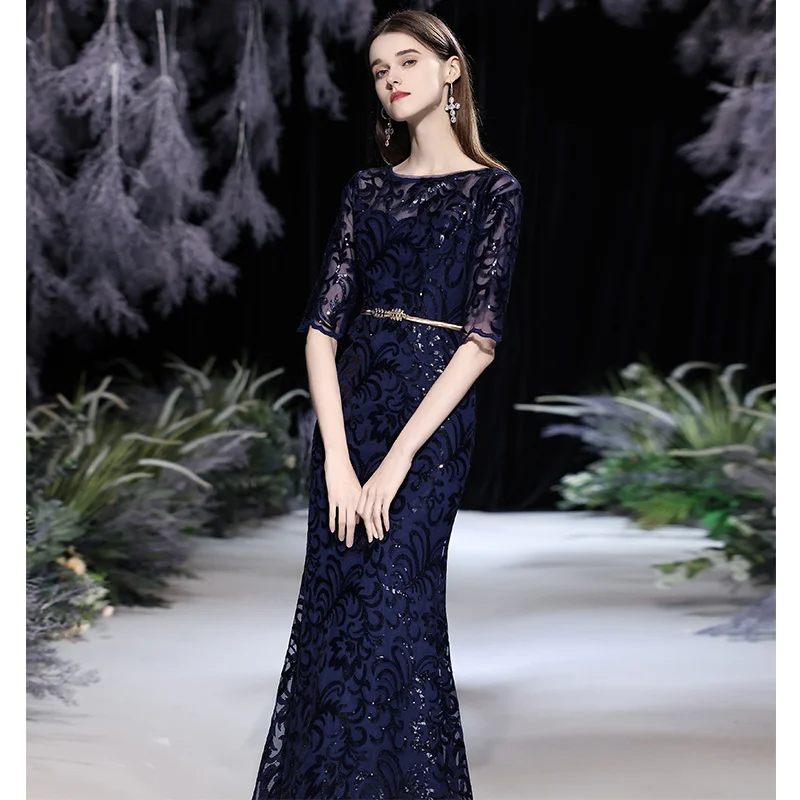 Fishtail Banquet Evening Dress for Women 2023 New Temperament Celebrity French Host Dress Light Luxury High end Annual Meeting