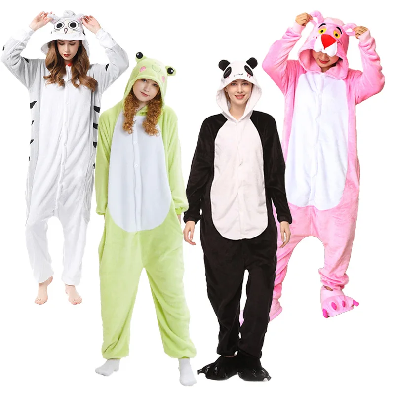 

Panda Frog Nightgowns Kigurumi Flannel Anime Cartoon Sleepwear Character Pajamas Loungewear Halloween Cosplay Costumes Lingerie