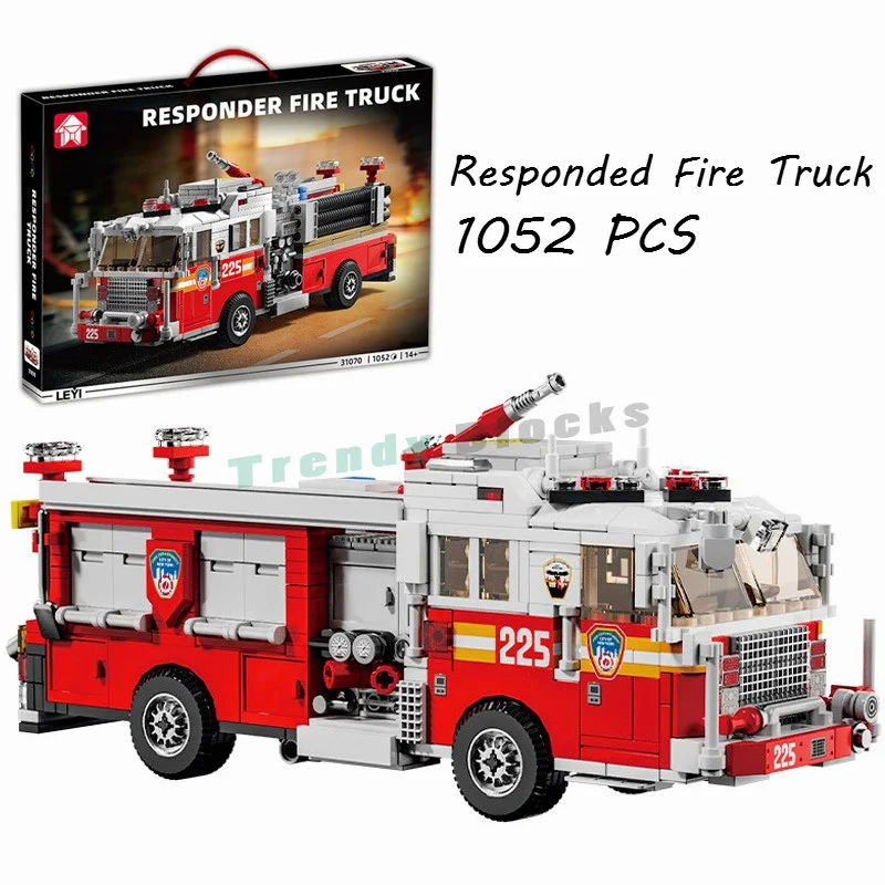 

1052PCS Fire Truck Rescue Operation Building Blocks,Firefighter Rescue Vehicle Model Kit Children Assembled Educational Toy Gift