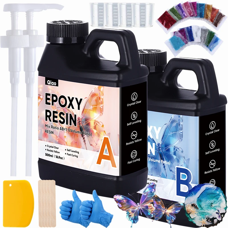 

500/1000ml 1:1 Mix Epoxy Resin Kit - Craystal Clear & No Yellowing Resin Supplies for Jewelry Making Diy Craft Home Decoration