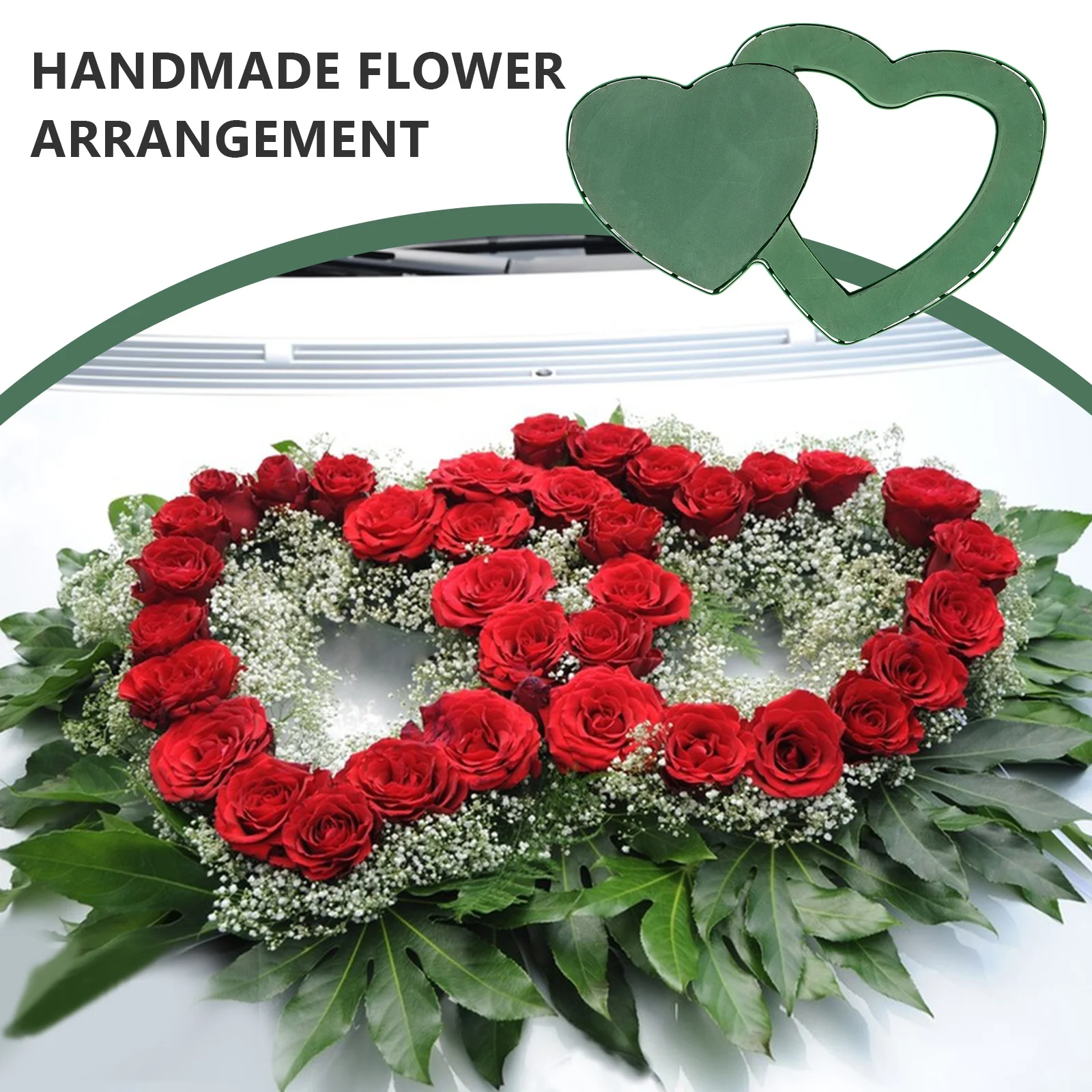 

Heart Flower Mud Base Floral Foam Suction Cup Wedding Car Decor Wet Flower Blocks Green Florist Foam For Home Shop Garden