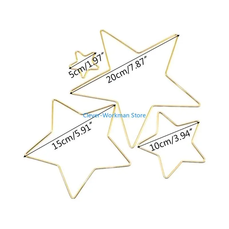 24TD حلقة معدنية مصنوعة يدويًا لصائد الأحلام من Macrame Star Hoop Dream Catcher إطار دائرة #6