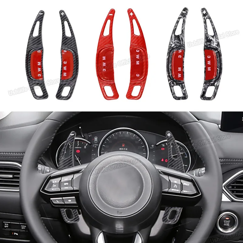 Carbon Fiber Car Interior Parts Steering Wheel Shift Paddle Extension For Mazda 3 6 CX-3 CX-4 CX-5 MX-5 2019-2024