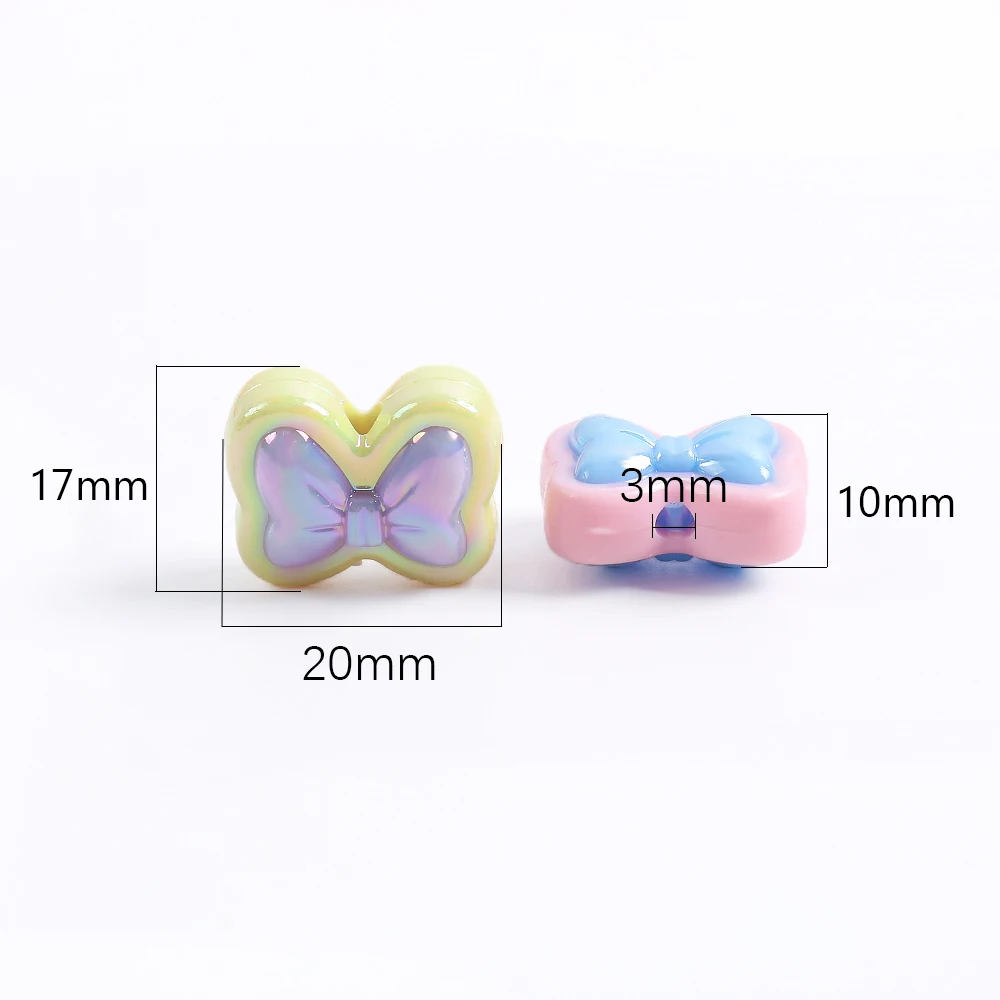 10pcs Acrylic Colorful Bow Tie Beads For Handmade Diy Necklace Bracelet Cell Phone Chain Jewelry Loose Beads Accessories