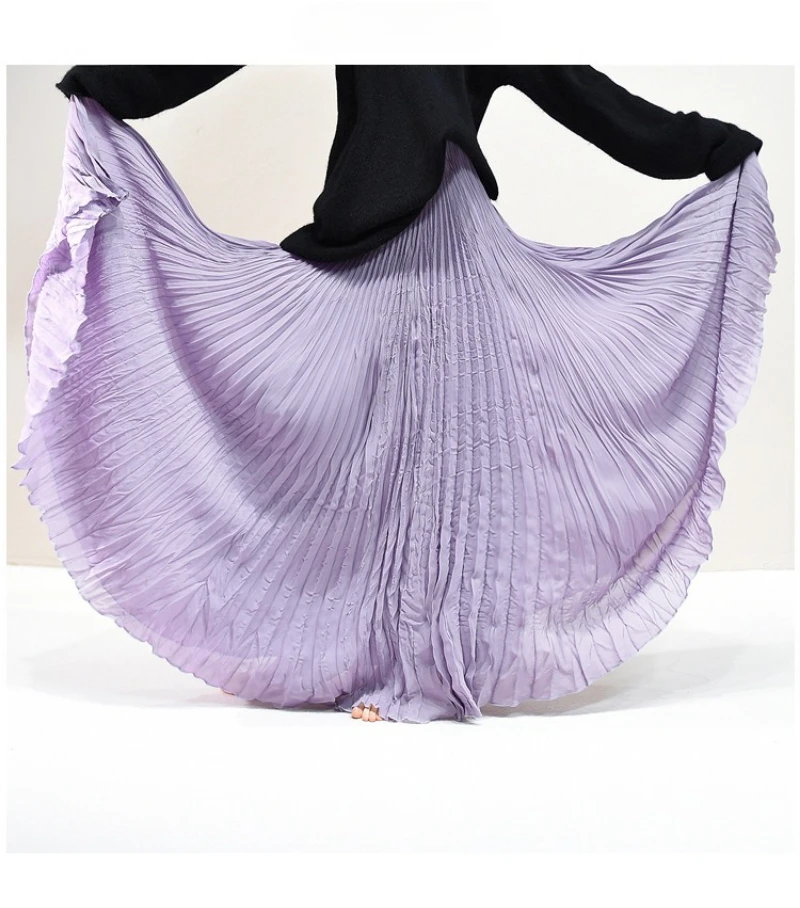 2026 Spring Summer Women Elegant Pleated A-Line Long Skirts High Waist Party Chiffon Maxi Skirts  Femme Streetwear