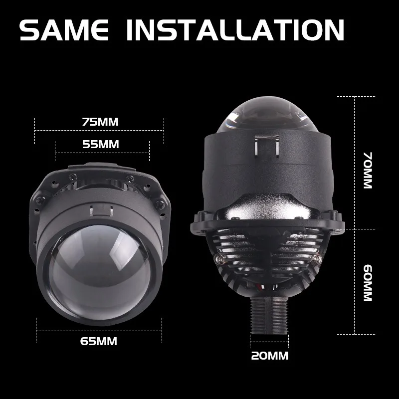 New Arrival 6000K 12V 62W Car Light Headlight Retrofit Bi-LED Projector Lenses