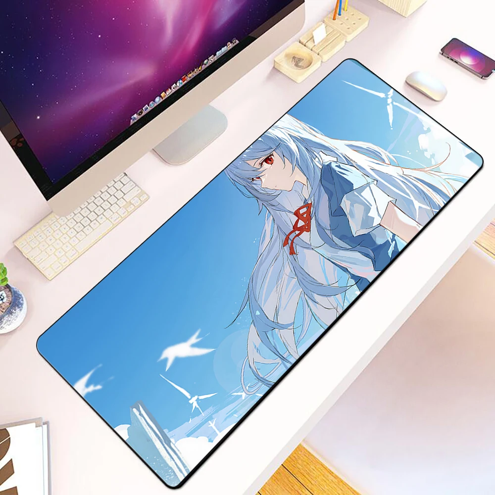 E-Evangelion Mousepad HD Printing Computer Gamers Locking Edge Non-slip Mouse Pad XXL90x40cm Keyboard PC Desk Pad