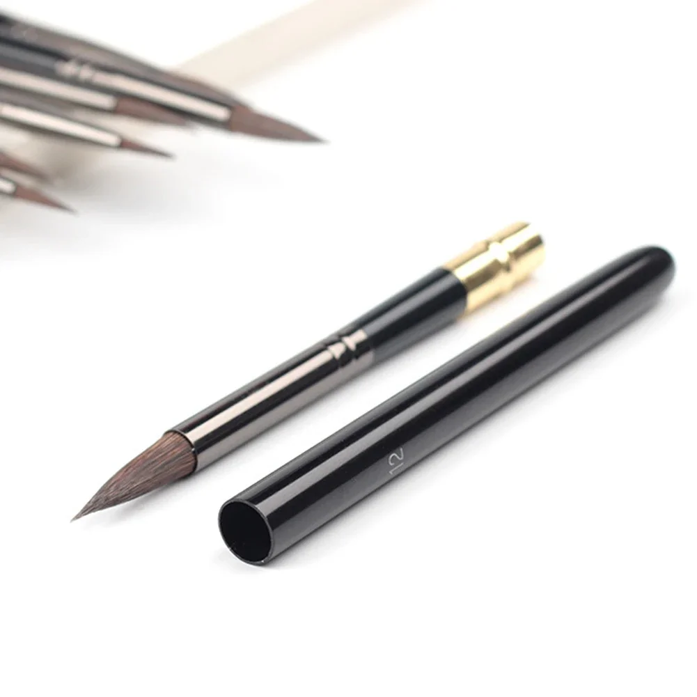 1 قطعة فرشاة طلاء شعر الذئب مع قضيب معدني قابل للفصل فرش الرسم بالألوان المائية الفنية فرشاة الرسم الزيتي 7 أحجام #4