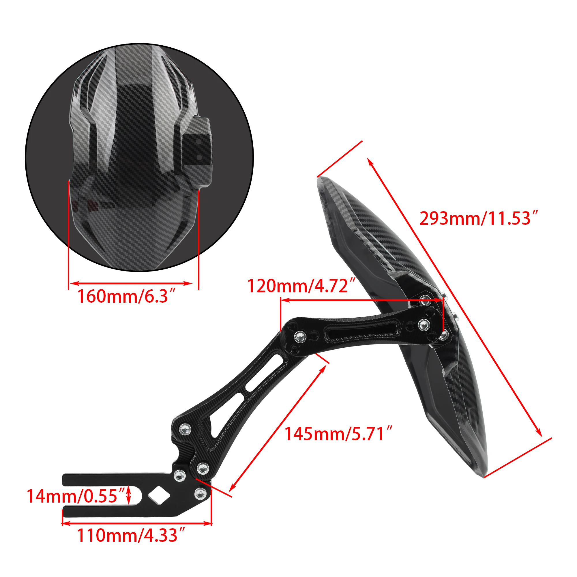 Motorcycle Mudguard Imitation Carbon Fiber Adjustable Wheel Fender For Yamaha Honda Suzuki Scooter Enduro Universal Accessories