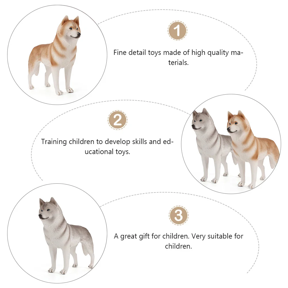 

2 Pcs Pet Dog Ornaments Husky Figures Model Dogs Toys for Home Decor Little Figurines Christmas Child