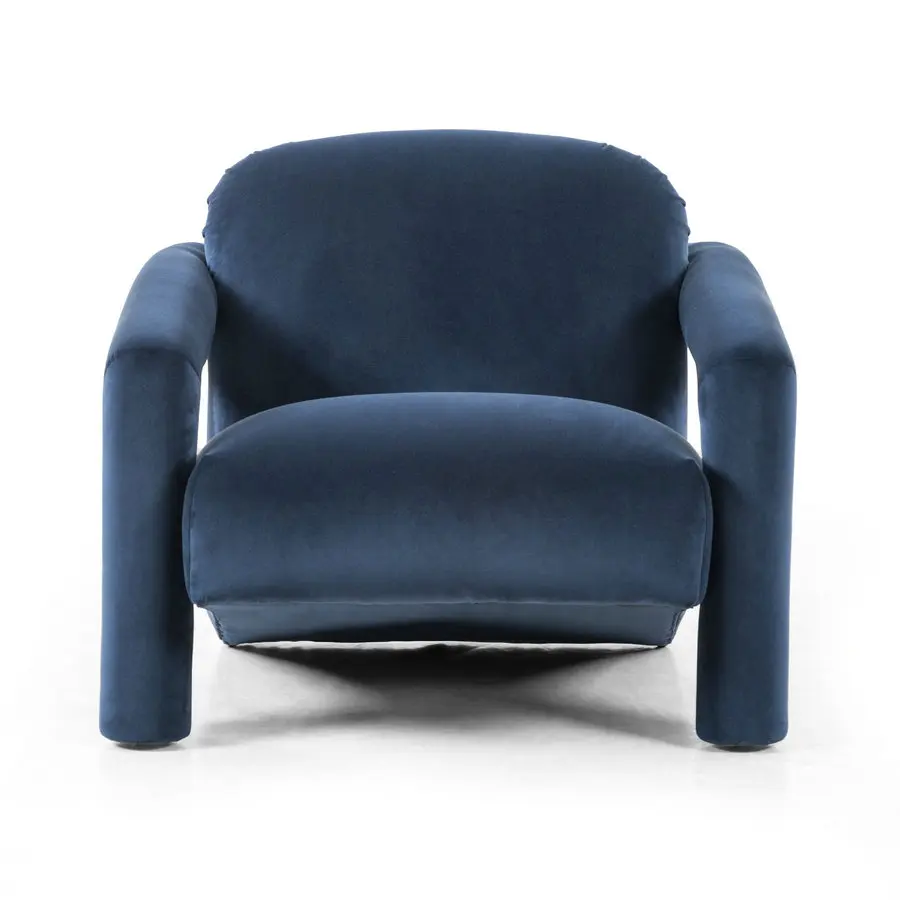 

⌁l Luxury Modern Farmhouse Oversized Living Room Blue Velvet Accent Chairs Hotel Villa Wooden Single Sofa Arm Chair for Reading
