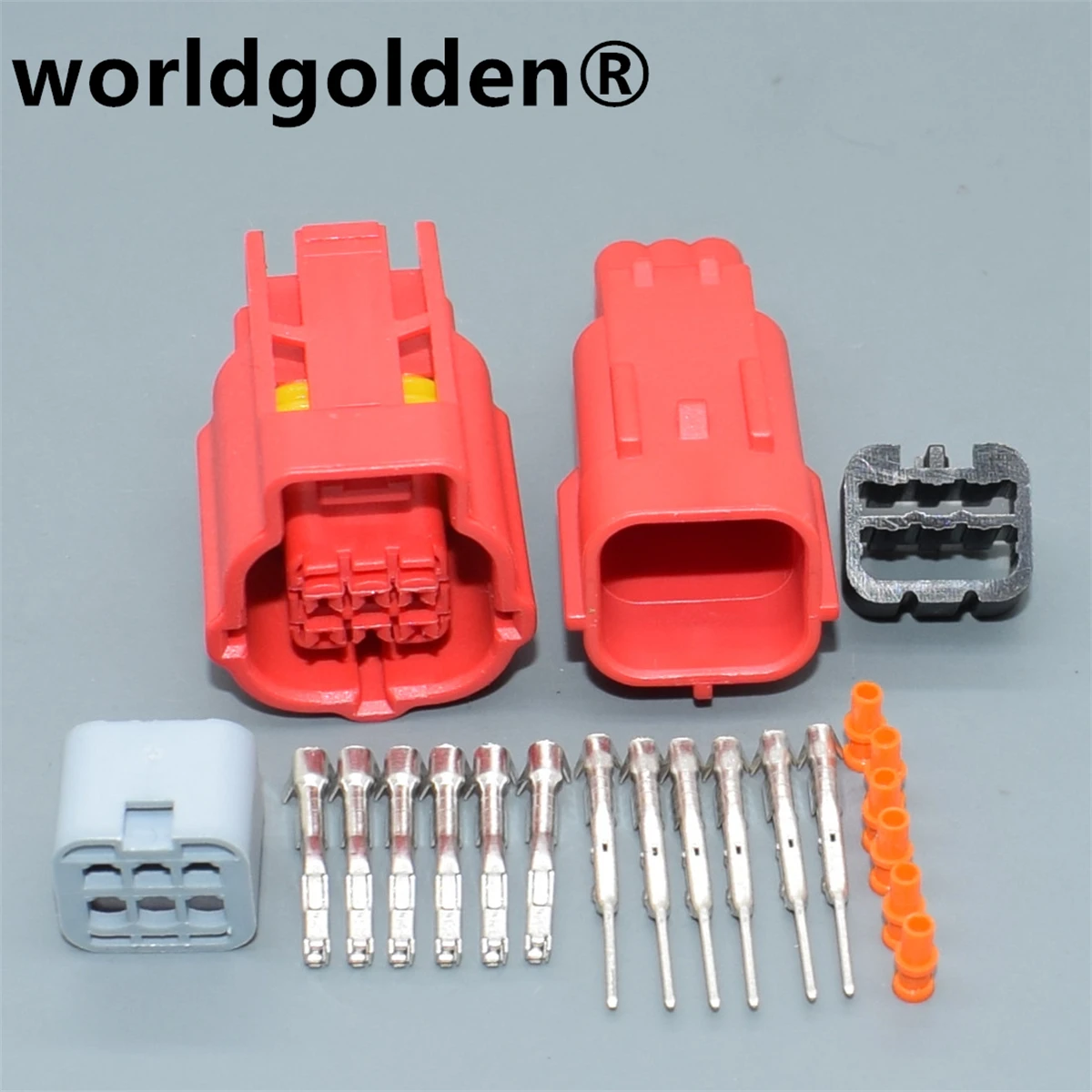 

worldgolden 6 Pin MWTRB-06-1A-R MWTPB-06-1A-R Auto Wire Harness Connector Red Electrical 0.6 MM Female Male Socket Plug