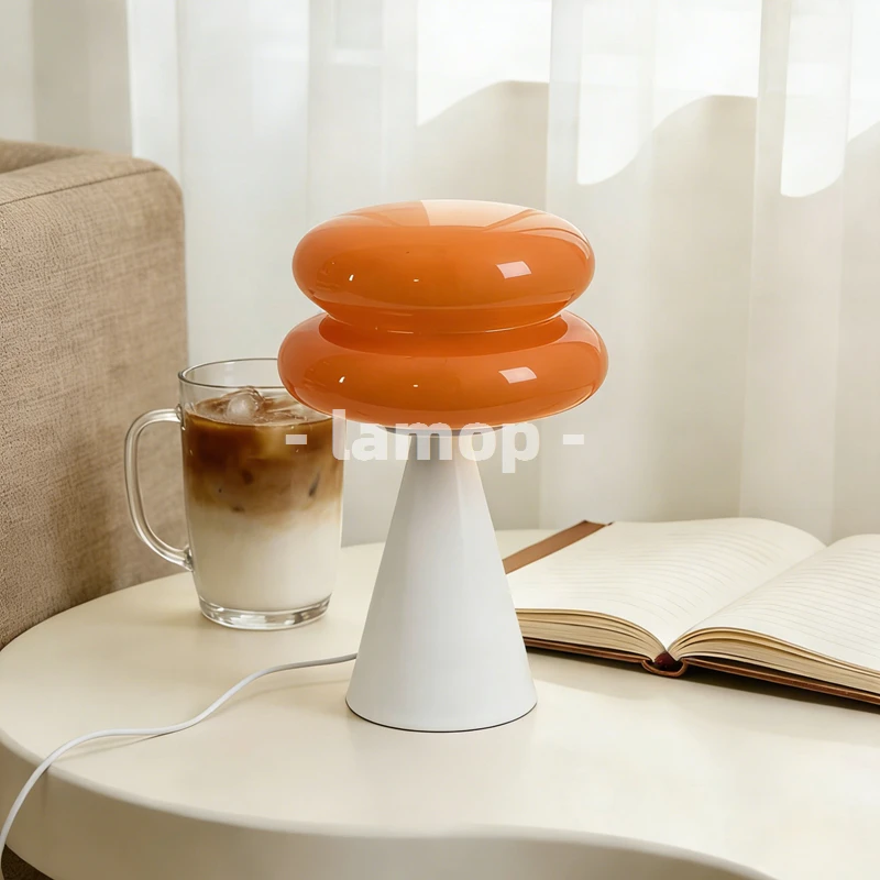 Atmospheric Egg‑Tart Glass Lamp Creative Night Light for Bedroom Bedside and Living Room Decor Bauhaus Vintage‑Style Lamp - view 6