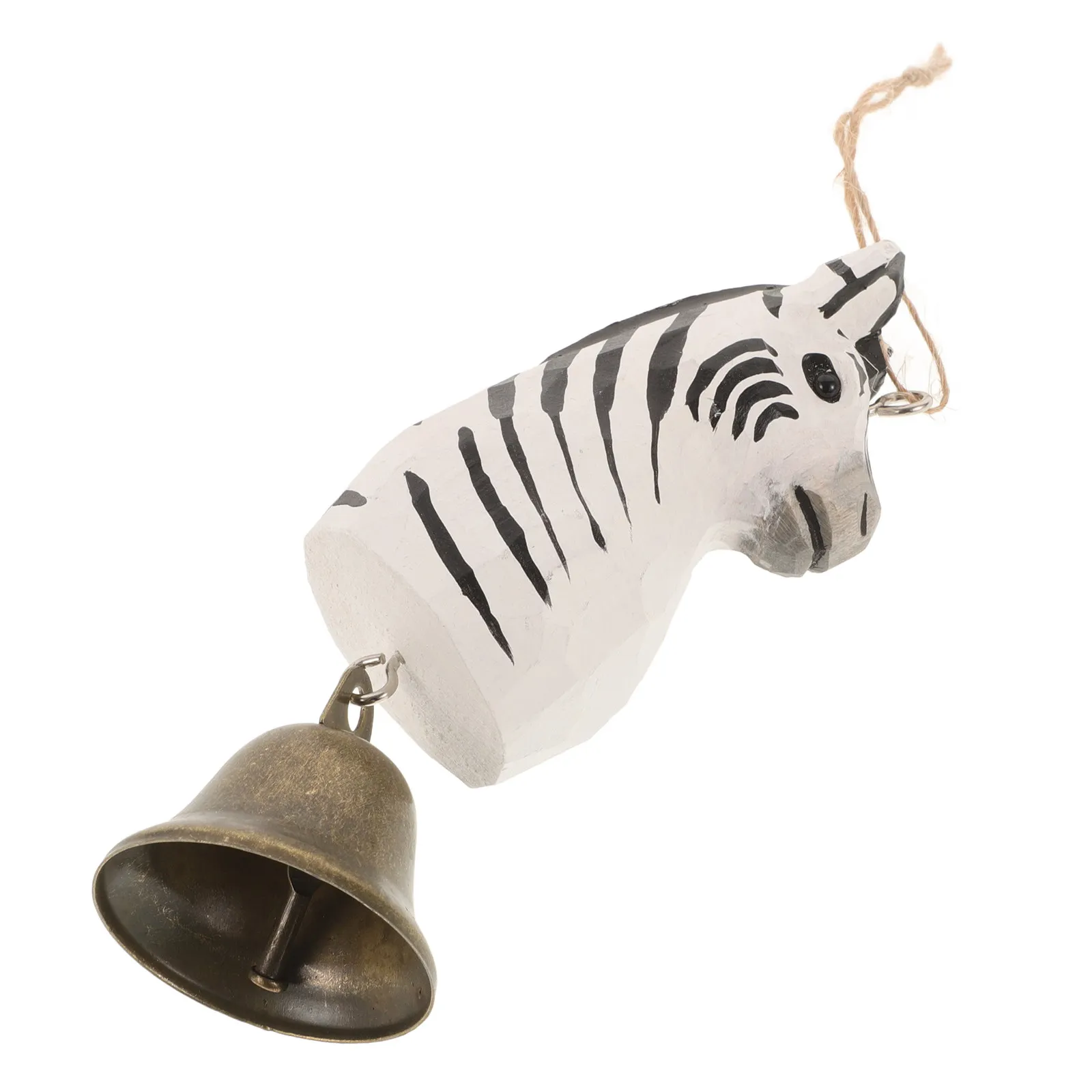 Handcrafted Wooden Zebra Bell Hanger Nature Chime Pendant for Camping Hiking Trekking Motorcycle Bike Backpack Outdoor Adventure