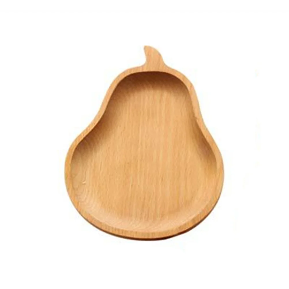 

Wooden Tray Disc Pear Shaped Food Plate Snack Restaurant Kitchen Dessert Serving Tray Safe Material Texture Photography Prop
