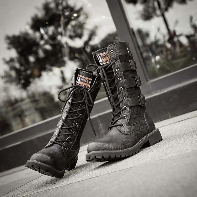 Mid calf combat boots mens store