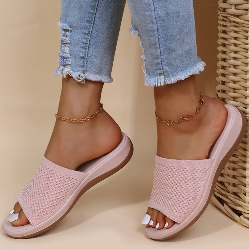Women's Sandals Indoor Outdoor Summer Shoes For Women Summer Sandals Soft Low Heels Flat Sandalias De Mujer Beach Shoes Female  image 5