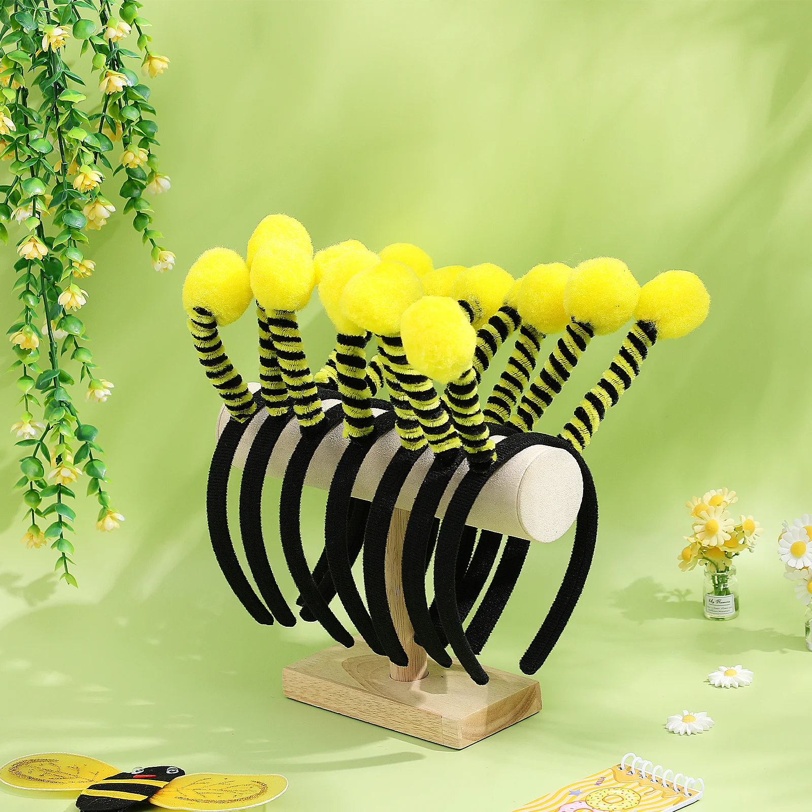 12 Stück Bienen-Antennenkopf, gelbes Tuch, leicht, bequem, für Damen, Halloween-Kostüm, Cosplay, Party, Foto, Requisite