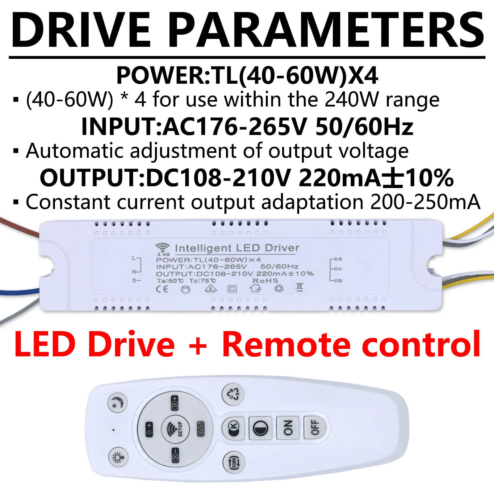 2.4G RF pilot inteligentny sterownik LED (20-40W)X4 (40-60W)X4 220mA 230mA transformator oświetleniowy do sterownika ściemniania LED