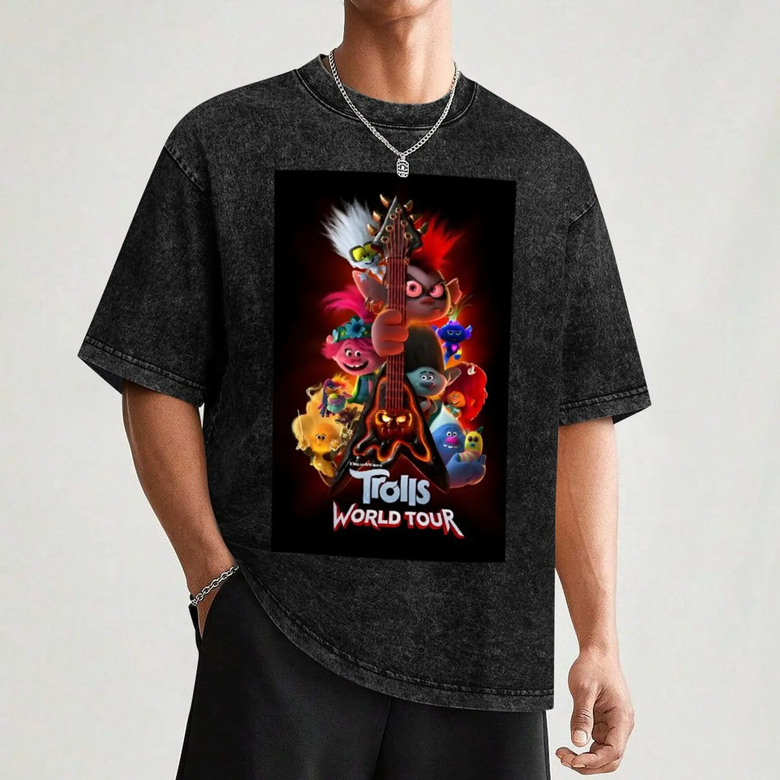 Trolls world tour poster T-Shirt Casual Street Style Short Sleeve Tee view 3