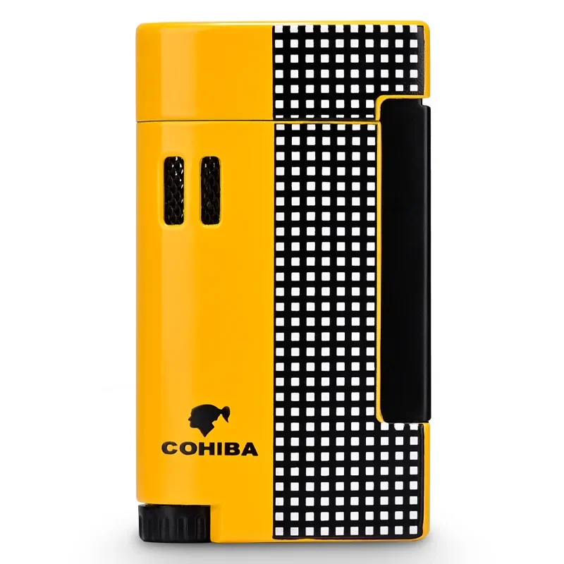 New COHIBA Cigar Lighter With Cigar Puncher Windproof Lighters For Smoking BBQ Outdoor Indoor Luxury Alloy Cigar Torch Lighters