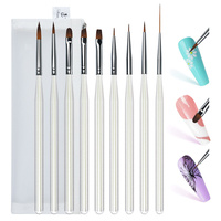 EVAL 9PC Nail Art Brushes Set Nail Liner Painting Brushes UV Gel Polish Pen Brush Acrylic Drawing Pattern Brush Manicure Tool