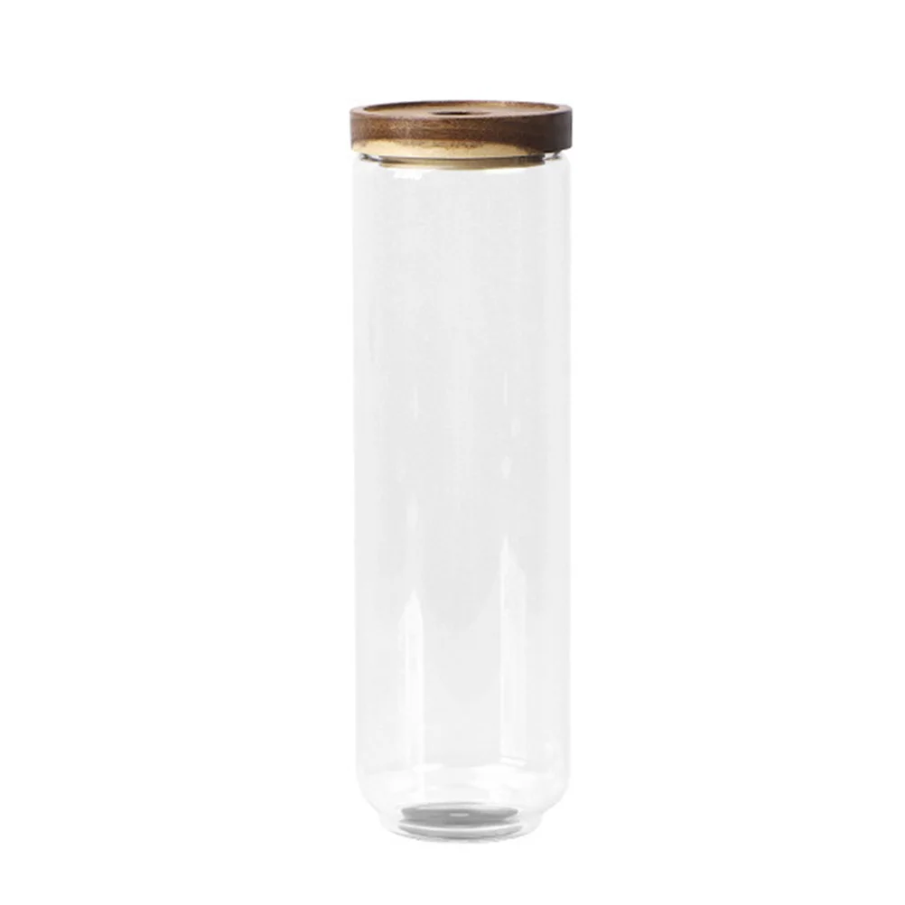

500 Spice Storage Jar Thickened Portable Clear Borosilicate Sealed Wooden Lid Tea Coffee Grains Kitchen Home