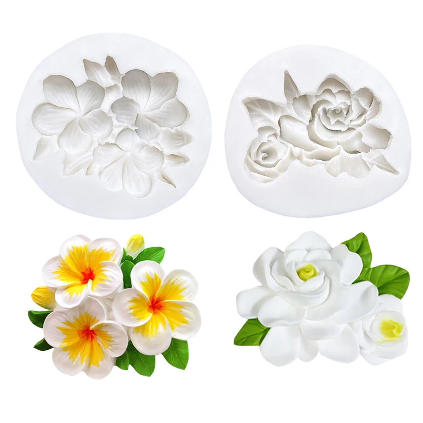 Flower Gardenia Frangipani Silicone Mold Sugarcraft Cupcake Baking Mold Fondant Cake Decorating Tools