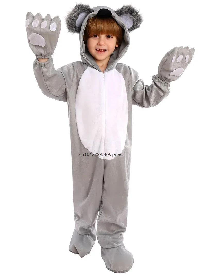 Hot Sale Koala Animal Cosplay Grijze Jumpsuit Kostuum Carnaval Party Kid Cute Koala Halloween 2024