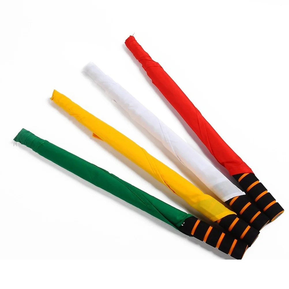 

4pcs Referee Flags Lightweight Handheld Signal Flags For Sports Training Stainless Steel Pole Non-Slip Grip Football Racing