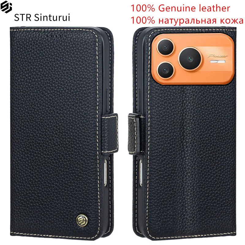 

STR 100% Genuine leather lychee grain card Slot Wallet Cover For Honor Power2 SER-AN00 Power DVD-AN00 Flip shockproof phone Case