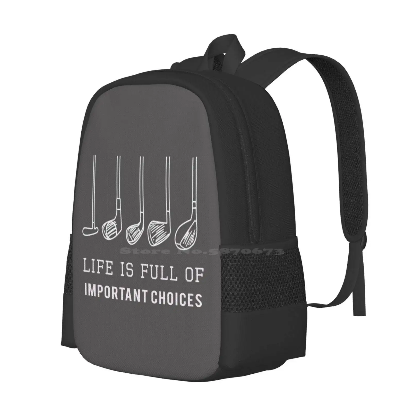 Funny Life Is Full Of Important Choices Golf Gift For Golfers Hot Sale Backpack Fashion Bags Boys Golf Christian Golf Cute Golf